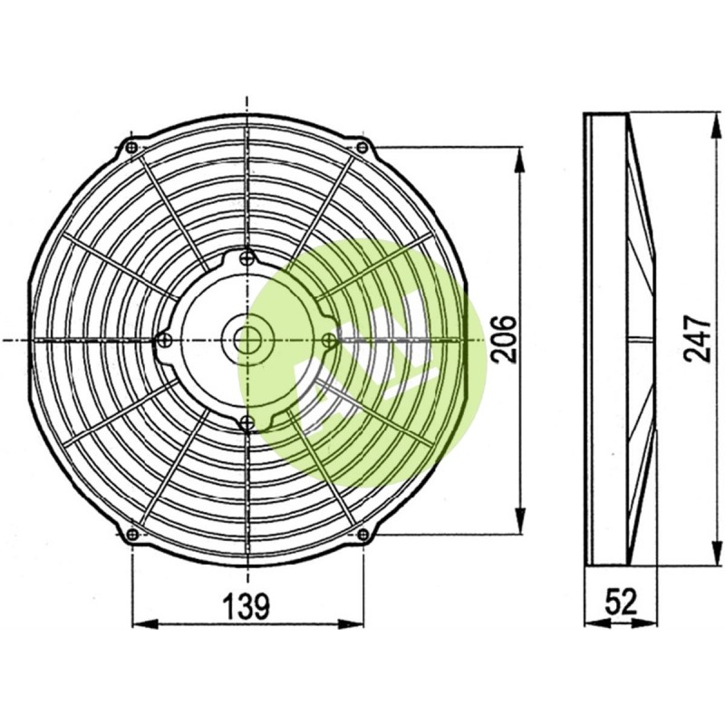 ELECTROVENTILADOR SOP 225MM 12V