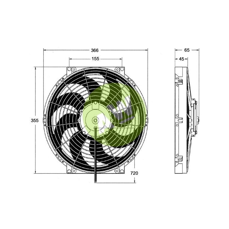 ELECTROVENTILADOR REV 350MM 12V