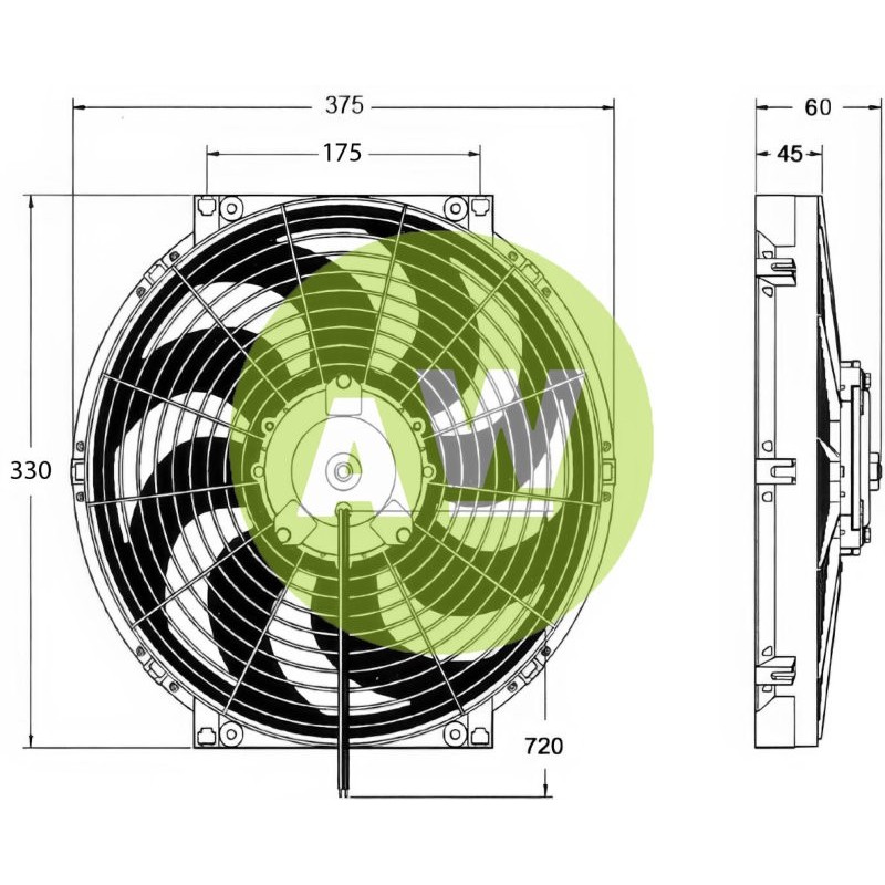 ELECTROVENTILADOR REV 330MM 12V