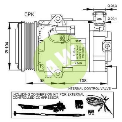 HR CVC A/D PV5 109MM 12V V-B + KIT INSTALACION