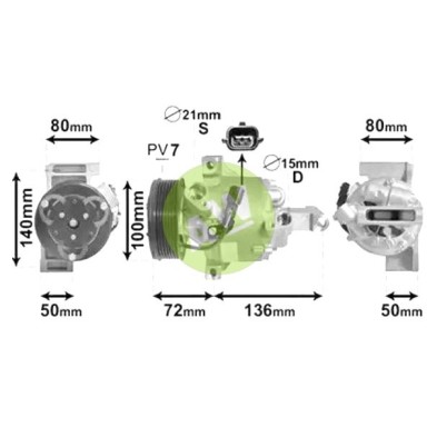 CL DKV09Z A/D PV7 114MM 12V V-B (2D-1T)